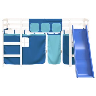 Kinderhoogslaper met gordijnen 80x200 cm grenenhout blauw 5