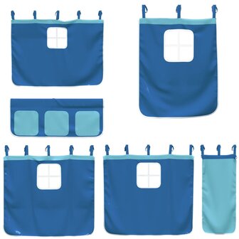 Kinderhoogslaper met gordijnen 90x200 cm grenenhout blauw 9