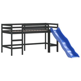 Kinderhoogslaper met gordijnen 90x190 cm grenenhout blauw 10