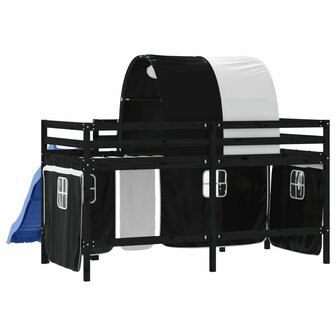 Kinderhoogslaper met tunnel 80x200 cm grenenhout wit en zwart 7