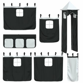 Kinderhoogslaper met toren 80x200 cm grenenhout wit en zwart 9
