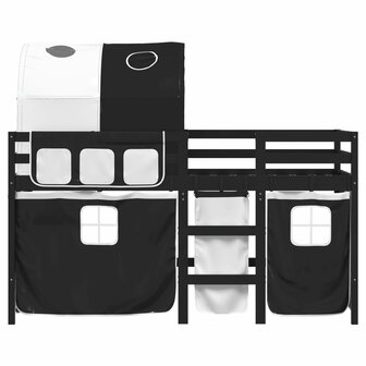 Kinderhoogslaper met tunnel 90x190 cm grenenhout wit en zwart 4