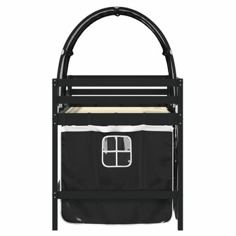 Kinderhoogslaper met tunnel 90x190 cm grenenhout wit en zwart 5