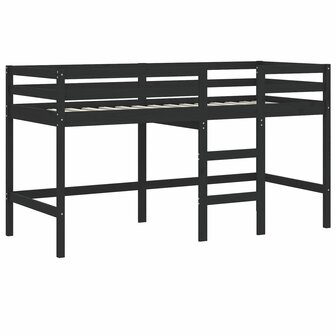 Kinderhoogslaper met tunnel 90x190 cm grenenhout wit en zwart 9