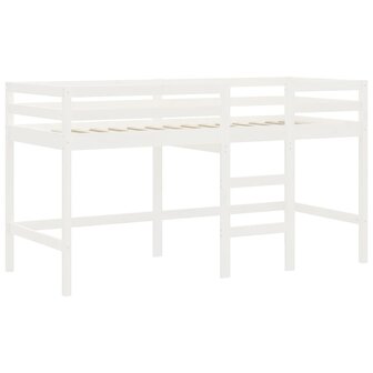 Kinderhoogslaper met ladder 80x200 cm massief grenenhout wit 4