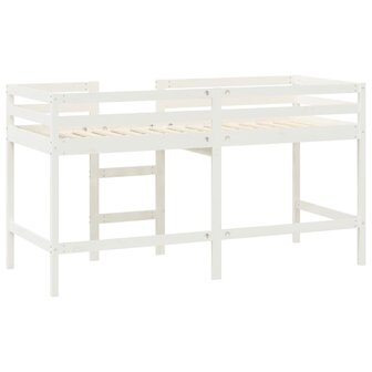 Kinderhoogslaper met ladder 80x200 cm massief grenenhout wit 7