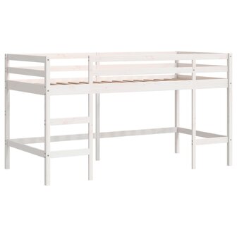 Kinderhoogslaper met ladder 90x200 cm massief grenenhout wit 2