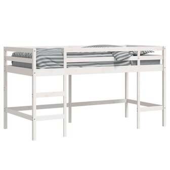 Kinderhoogslaper met ladder 90x200 cm massief grenenhout wit 4