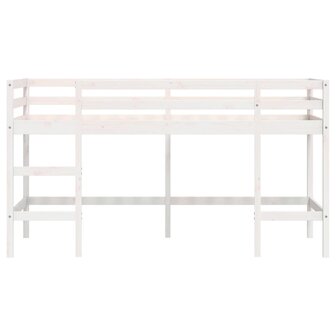 Kinderhoogslaper met ladder 90x200 cm massief grenenhout wit 5