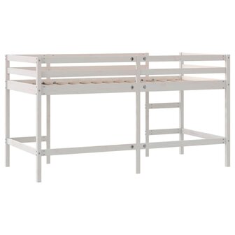 Kinderhoogslaper met ladder 90x200 cm massief grenenhout wit 7