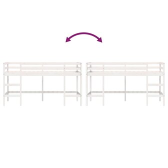 Kinderhoogslaper met ladder 90x200 cm massief grenenhout wit 8