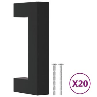 Handvatten 20 st 64 mm roestvrij staal zwart 2