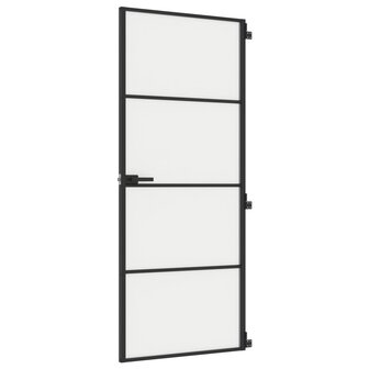 Binnendeur smal 83x201,5 cm gehard glas en aluminium zwart 2