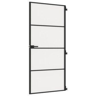 Binnendeur smal 93x201,5 cm gehard glas en aluminium zwart 2