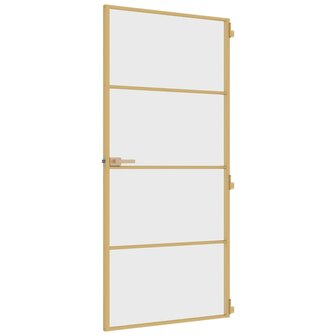 Binnendeur smal 93x201,5 cm gehard glas en aluminium goudkleur 5