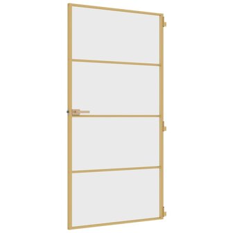 Binnendeur smal 102,5x201,5 cm gehard glas en aluminium goud 5