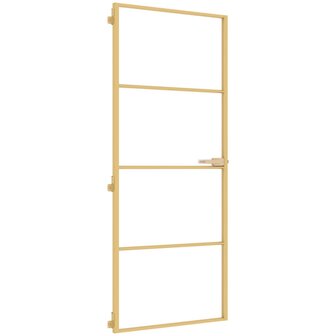 Binnendeur smal 83x201,5 cm gehard glas en aluminium goudkleur 2