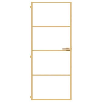 Binnendeur smal 83x201,5 cm gehard glas en aluminium goudkleur 3