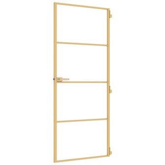 Binnendeur smal 83x201,5 cm gehard glas en aluminium goudkleur 5