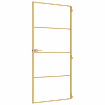 Binnendeur smal 93x201,5 cm gehard glas en aluminium goudkleur 5