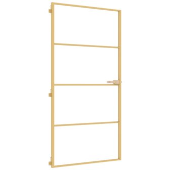 Binnendeur smal 102,5x201,5 cm gehard glas en aluminium goud 2