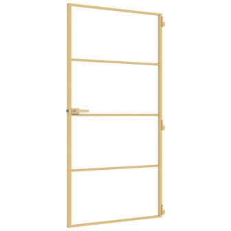 Binnendeur smal 102,5x201,5 cm gehard glas en aluminium goud 5