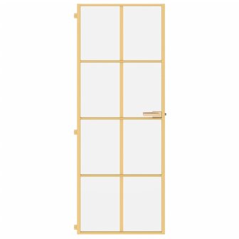 Binnendeur smal 76x201,5 cm gehard glas en aluminium goudkleur 3