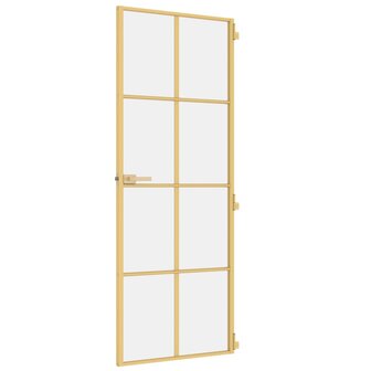 Binnendeur smal 76x201,5 cm gehard glas en aluminium goudkleur 5