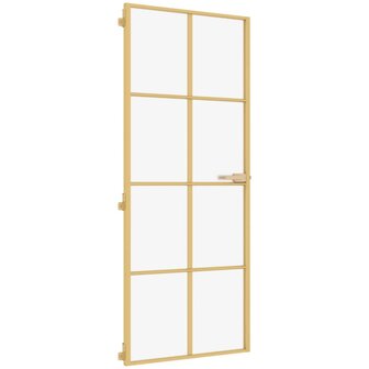 Binnendeur smal 83x201,5 cm gehard glas en aluminium goudkleur 2