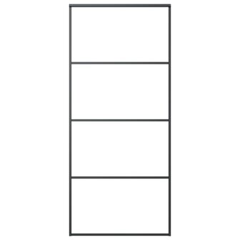 Schuifdeur 90x205 cm aluminium en ESG-glas zwart 2