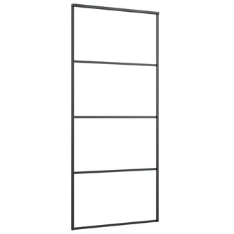 Schuifdeur 90x205 cm aluminium en ESG-glas zwart 3