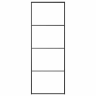 Schuifdeur 76x205 cm mat ESG-glas en aluminium zwart 2