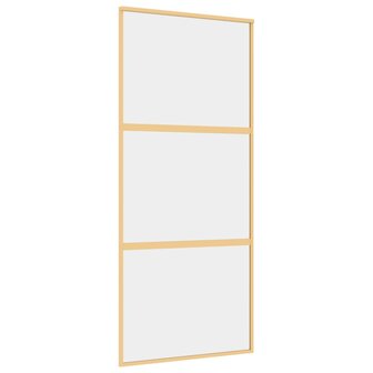 Schuifdeur 90x205 cm helder ESG-glas en aluminium goudkleurig 2