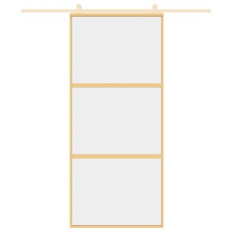 Schuifdeur 90x205 cm helder ESG-glas en aluminium goudkleurig 3