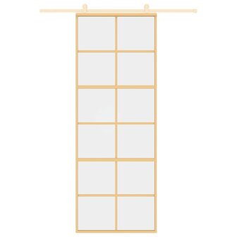 Schuifdeur 76x205 cm helder ESG-glas en aluminium goudkleurig 3