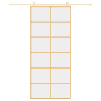Schuifdeur 90x205 cm helder ESG-glas en aluminium goudkleurig 3