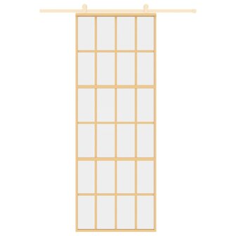 Schuifdeur 76x205 cm helder ESG-glas en aluminium goudkleurig 3