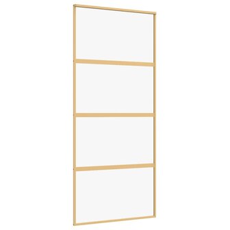 Schuifdeur 90x205 cm helder ESG-glas en aluminium goudkleurig 2