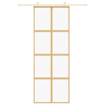 Schuifdeur 76x205 cm helder ESG-glas en aluminium goudkleurig 3