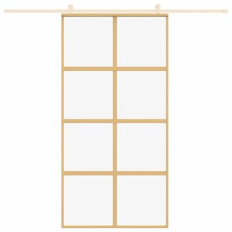 Schuifdeur 102,5x205 cm helder ESG-glas en aluminium goudkleur 3