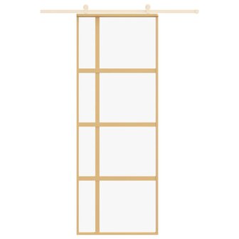 Schuifdeur 76x205 cm helder ESG-glas en aluminium goudkleurig 3