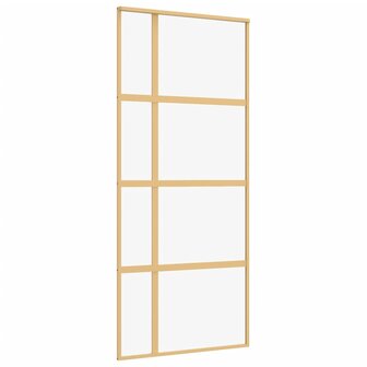 Schuifdeur 90x205 cm helder ESG-glas en aluminium goudkleurig 2