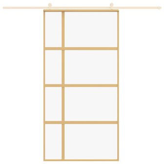 Schuifdeur 102,5x205 cm helder ESG-glas en aluminium goudkleur 3