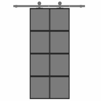 Schuifdeur 90x205 cm gehard glas en aluminium zwart 3