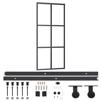 Schuifdeur met beslag 90x205 cm aluminium en ESG-glas 2