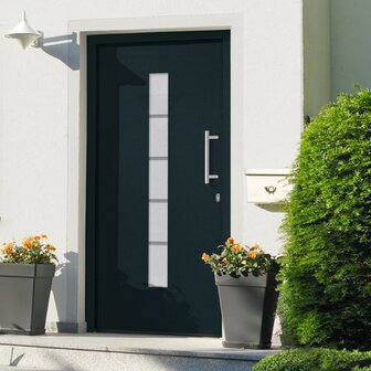 Voordeur 100x210 cm aluminium en PVC antraciet 1