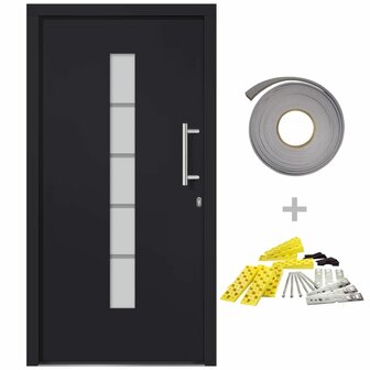 Voordeur 100x210 cm aluminium en PVC antraciet 2