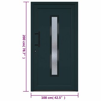 Voordeur 108x200 cm PVC antracietkleurig 11