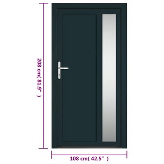 Voordeur 108x208 cm PVC antracietkleurig 11