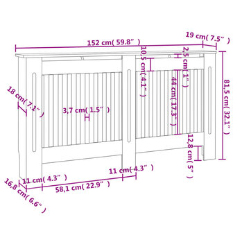 Radiatorombouw 152 cm MDF wit 4